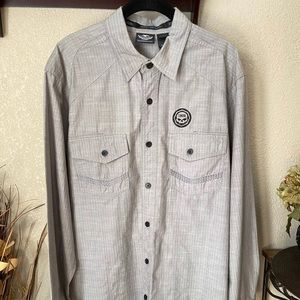 Harley-Davidson Skull Shield Grey Button-Up
